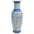 36 Floral Blue White Porcelain Tung Chi Vase