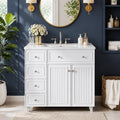 36 Inch Bathroom Vanity With Ceramic Sink Solid Rubberwood Frame