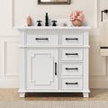 36 Inch Bathroom Vanity With Sink Soft Close Sliding Drawers Cabinet Bathroom Vanity Cabinet Set In White