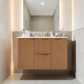 36 Inch Floating Bathroom Vanity With Ceramic Sink Top Wall Mounted Mdf Storage Cabinet With Drawers