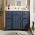 36 Inch Freestanding Bathroom Vanity With Ceramic Sink Solid Rubberwood Frame