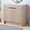 36 Inch Freestanding Bathroom Vanity With White Ceramic Sink 2 Soft Close Cabinet Doors Freestanding Design