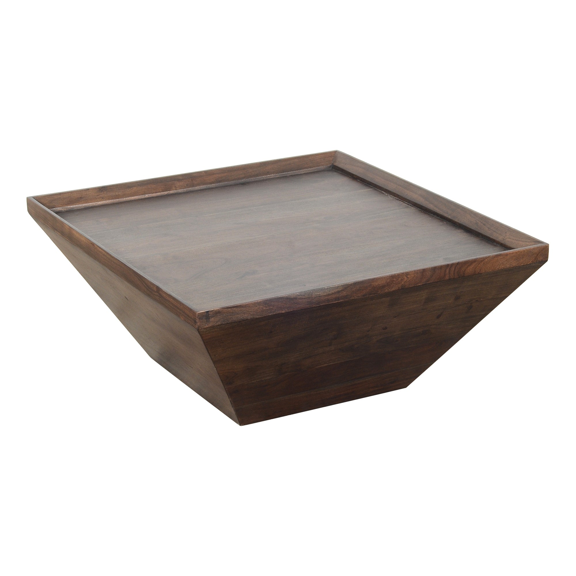36 Inch Square Shape Acacia Wood Coffee Table With Trapezoid Base Brown