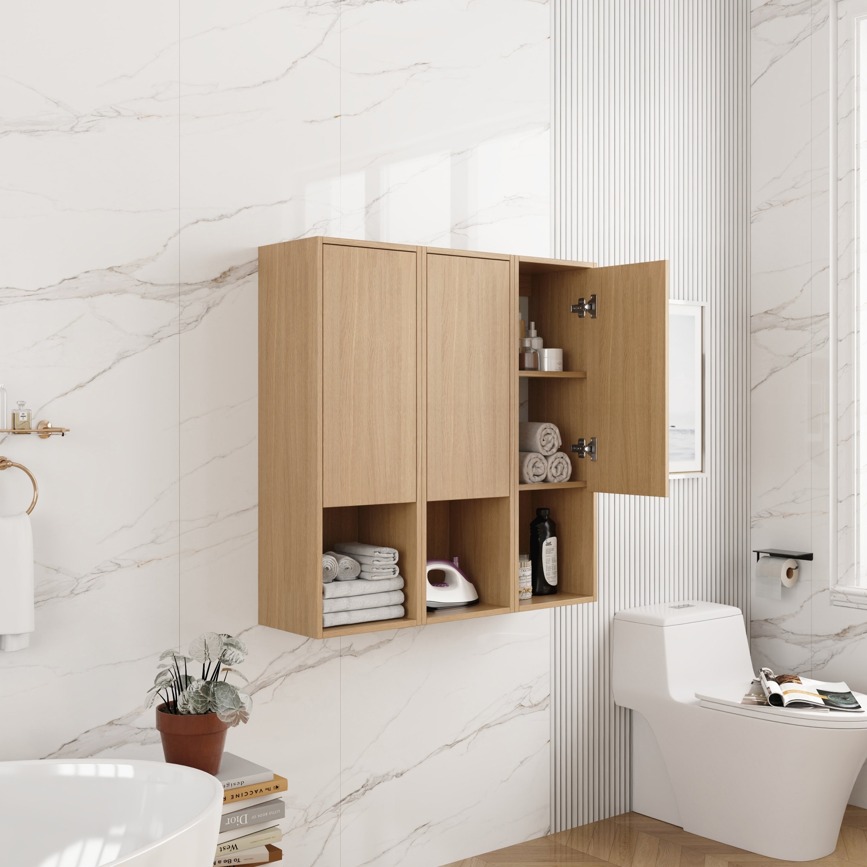 36 Inch Wall Mounted Side Cabinet Soft Closing Door Suitable For Small Bathroom Study Storage Room Kd Packing 12 3