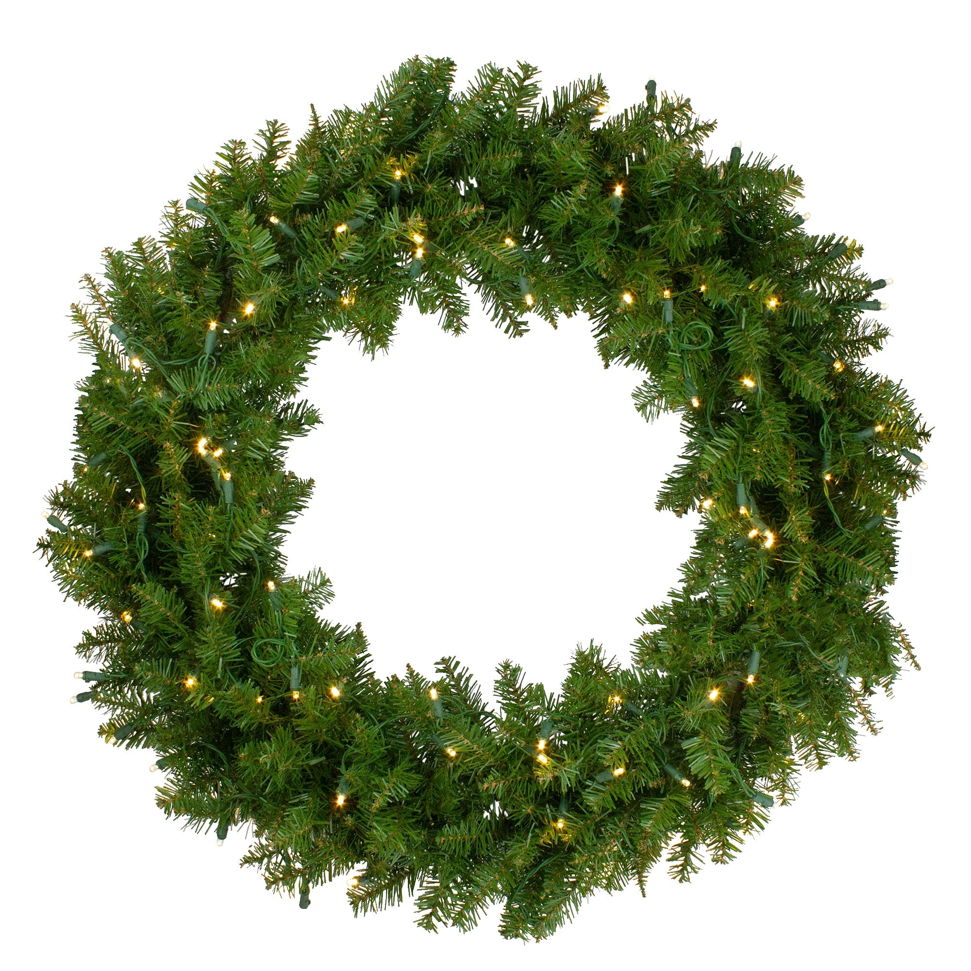 36 Pre Lit Northern Pine Artificial Christmas Wreath Warm Clear Led Lights Green