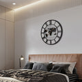 36 In Large Black Metal With Gold Pointers Silent World Map Wall Clock 35.5 In