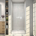 36 In. W X 72 In. H Pivot Folding Shower Door Semi Frameless With 1 4 Clear Tempered Glass Reversible Installation