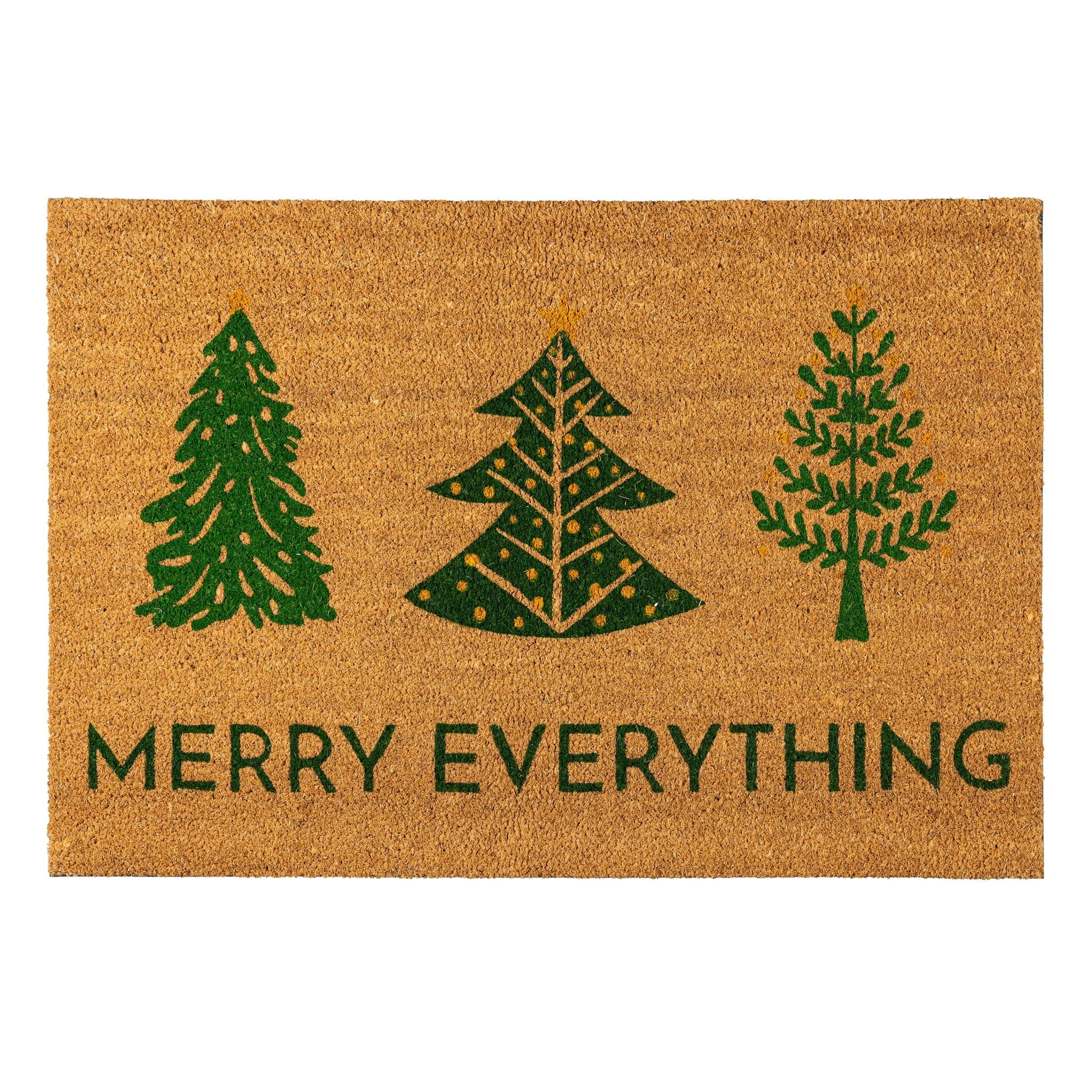 36 In. X 24 In. Merry Everything Christmas Tree Coir Door Mat 36 X 24