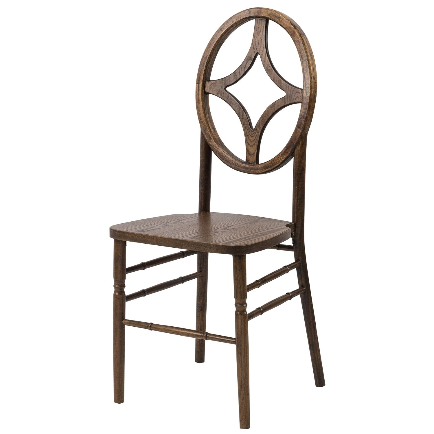 36 In.H Brown Finish High Keyhole Armless Dining Chair With Wood Seat Material