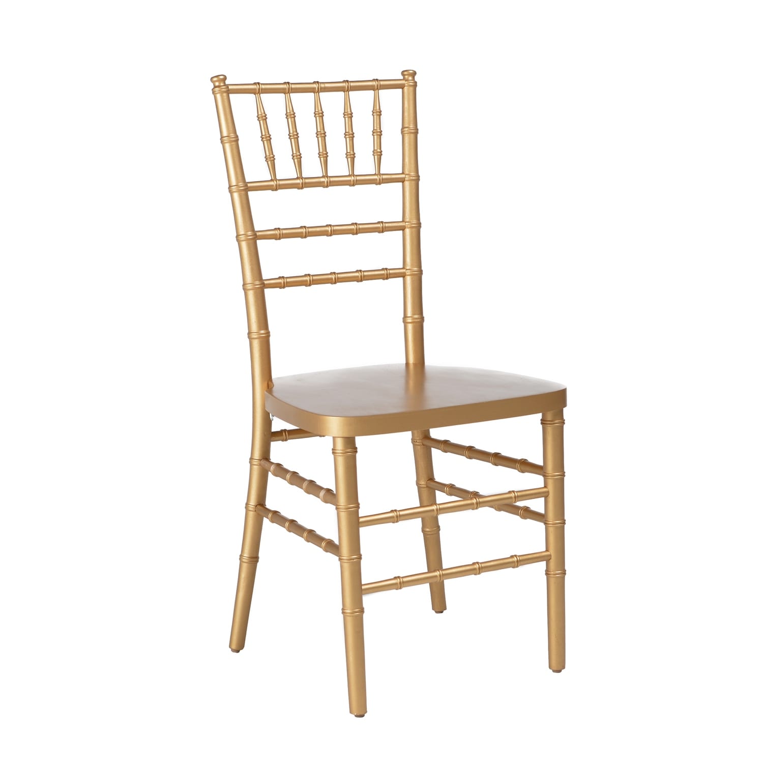 36 In.H Gold Finish High Slat Back Armless Dining Chair With Wood Seat Material
