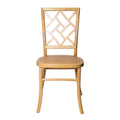 36 In.H Gold Finish High Solid Back Armless Dining Chair With Wood Seat Material