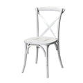 36 In.H White Finish High Cross Back Armless Dining Chair With Wood Seat Material