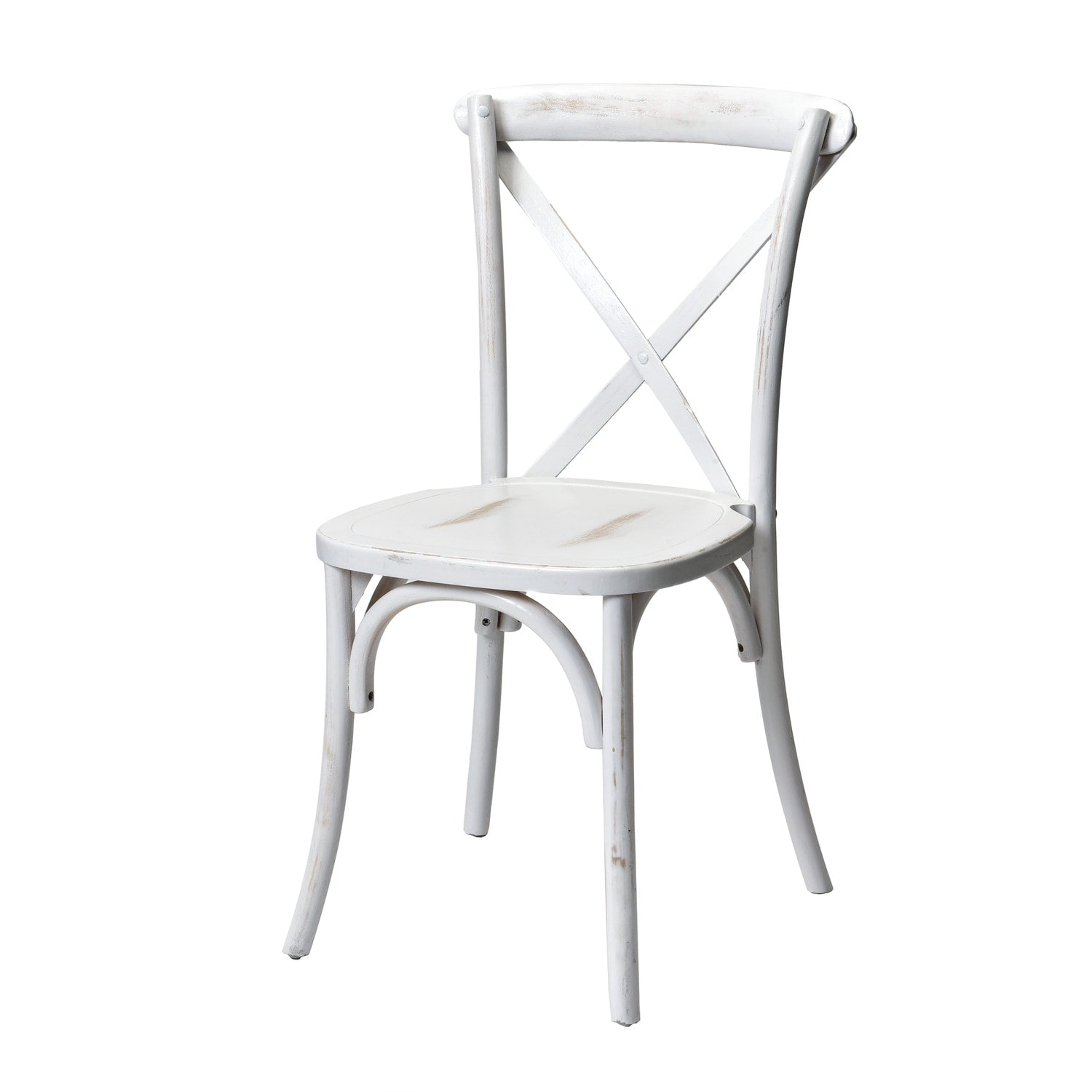 36 In.H White Finish High Cross Back Armless Dining Chair With Wood Seat Material
