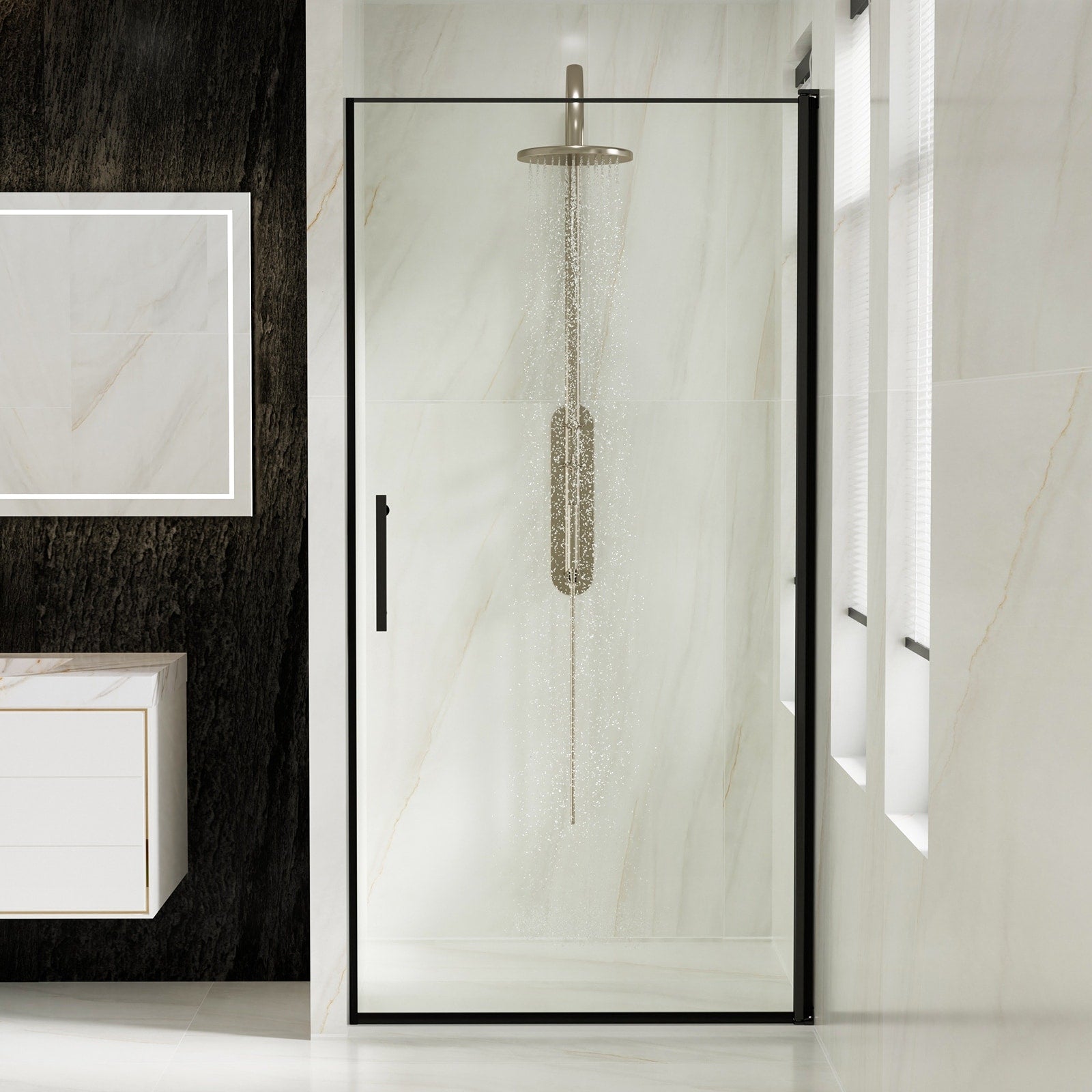 36 In.W X 72 In.H Pivot Frameless Glass Shower Door