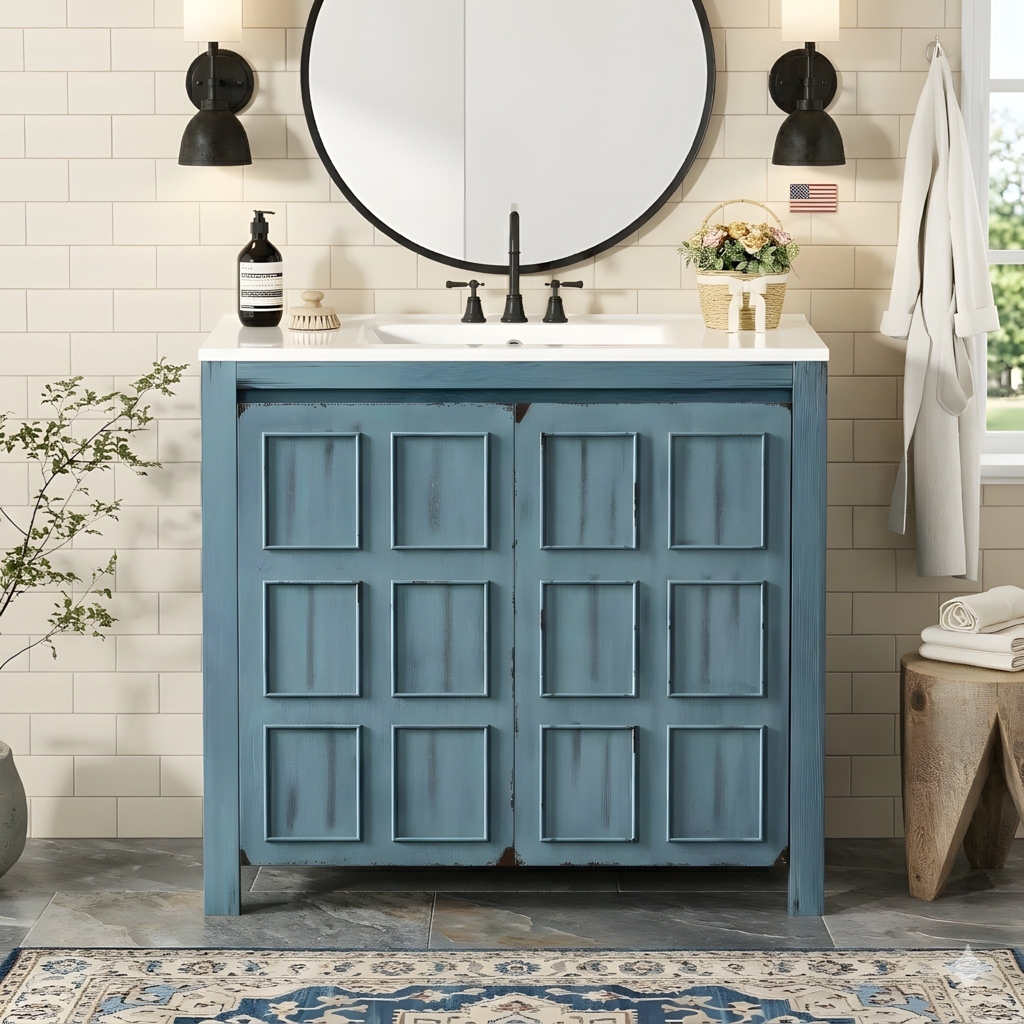 36 Inch Bathroom Vanity Cabinet With Ceramic Sink Bathroom Storage Cabinet Set