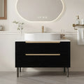 36 Inch Bathroom Vanity Freestanding Or Wall Mounted With Ceramic Integrated Sink Soft Close Drawers