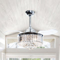 Chrome 36 In Retractable 3 Blade Crystal Ceiling Fan