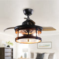 Industrial Retractable 3 Blade 36 In Ceiling Fan With Light Kit