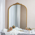 36 Inch Arched Vintage Carved Wall Mirror Classic Style Decorative Dressing Mirror
