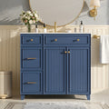 36 Inch Bathroom Vanity With A Ceramic Sink Soft Close Doors And Adjustable Shelves