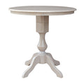 36 X 36 Solid Wood Round Pedestal Table In Washed Gray Taupe Washed Gray Taupe