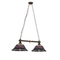 36.5 In. Long Tiffany Peacock Feather 2 Light Island Pendant