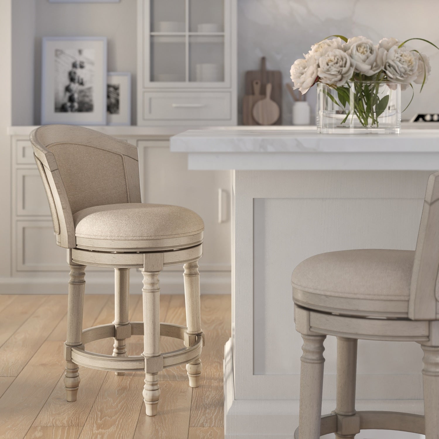 36.5 In.H Gray Finish Low Back Wood Frame Barstool Polyester Seat Set Of 1 38