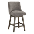 36.75 In.H Gray Finish Low Back Wood Frame Barstool Polyester Seat Set Of 1 38.25