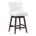 36.75 In.H White Finish Low Back Wood Frame Barstool Leather Seat Set Of 1 38.25