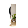 360 Rotating 69 H Multifunctional Full Length Mirror With Hook Storage Rack Coat Rack With Mirror Solid Wood Floor Mirror