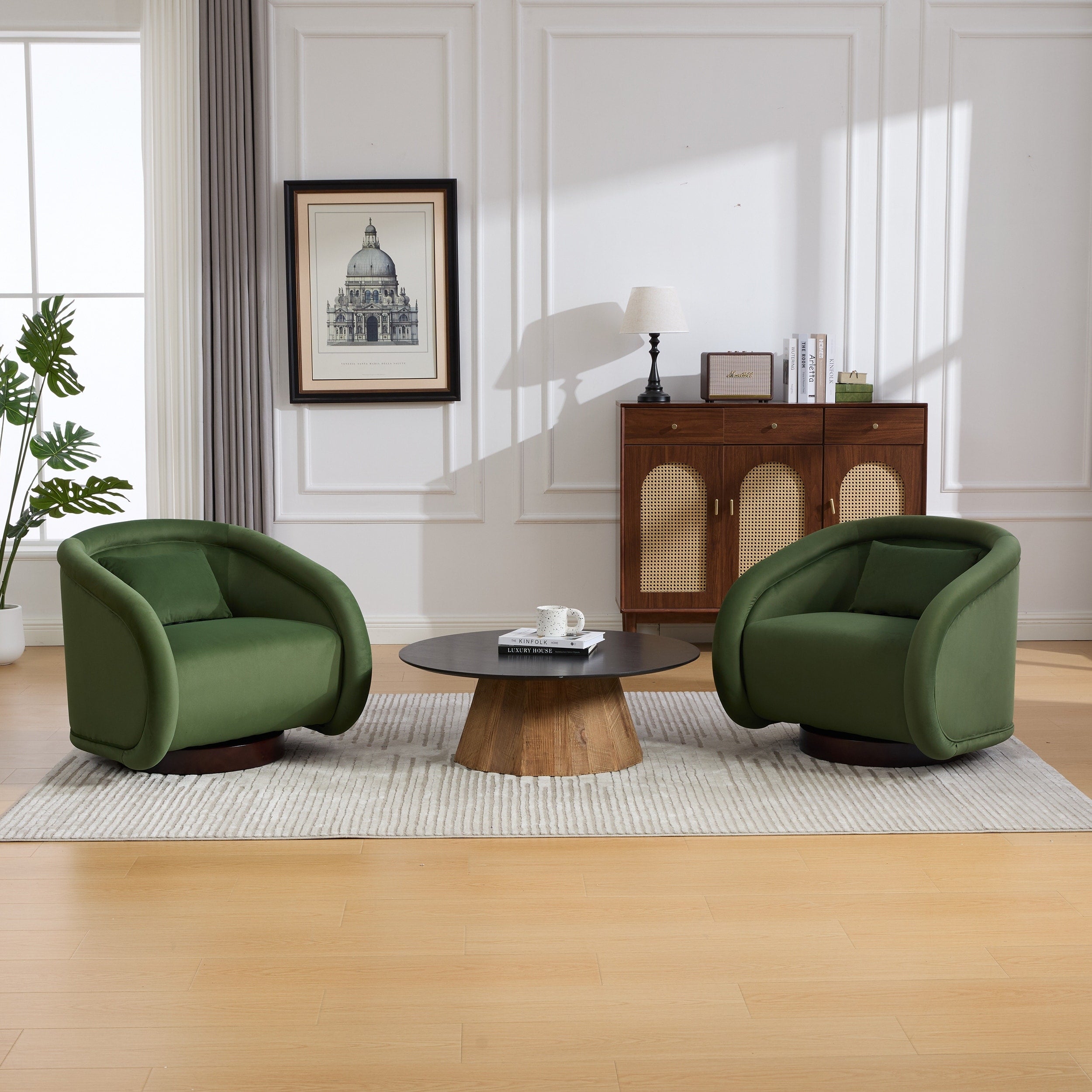 360 Degree Swivel Barrel Chair With Velvet Fabric Upholstery Comfy Pumpkin Shaped Swivel Chair For Living Room Bedroom
