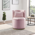360 Swivel Accent Chair With Storage Function Velvet Curved Chair With Gold Metal Base For Living Room