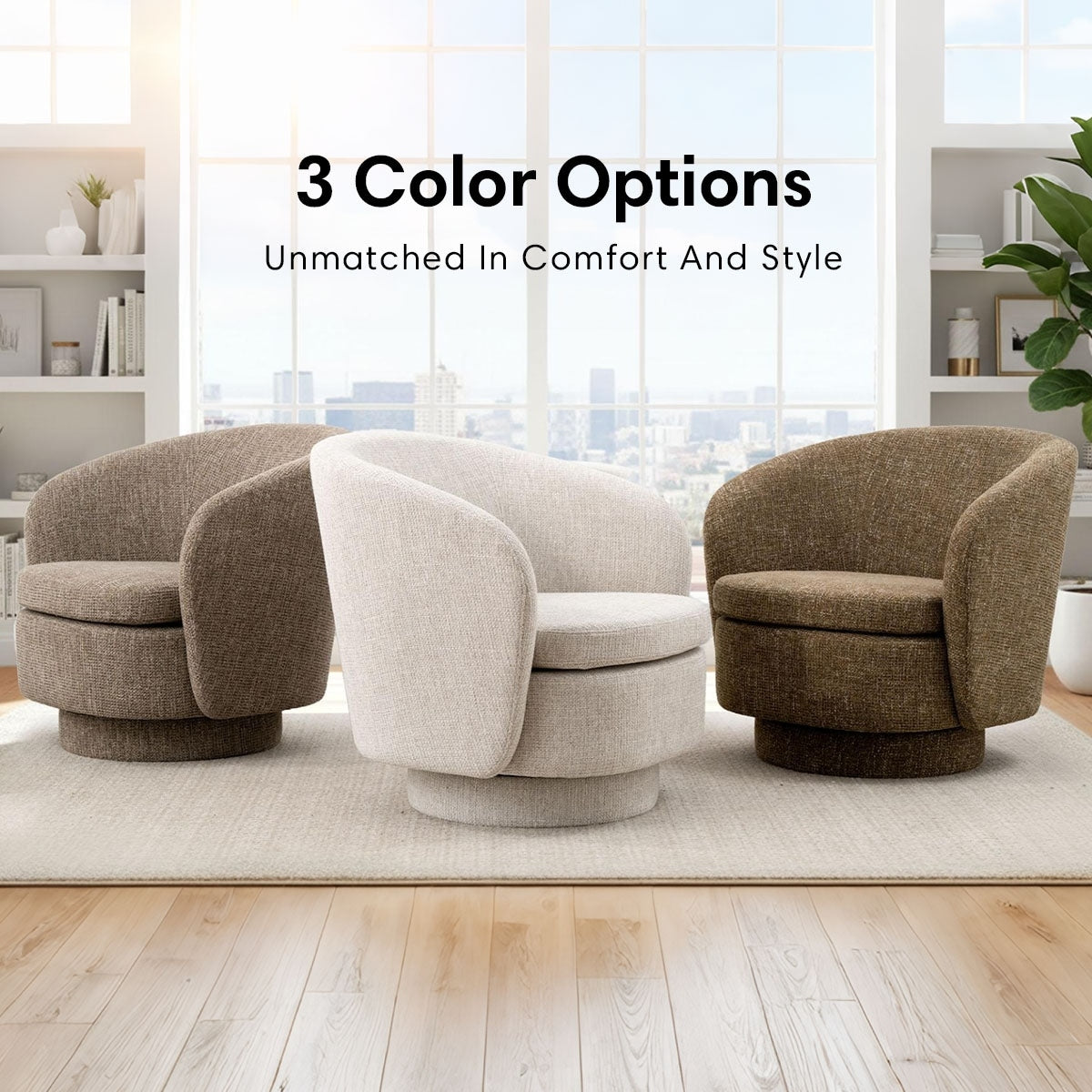 360 Tweed Swivel Barrel Accent Chair