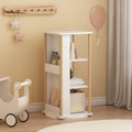 360 Rotating Kids Bookshelf With Chalkboard 3 Tier Wood Floor Revolving Bookcase Toy Storage Organizer Book Display Stand