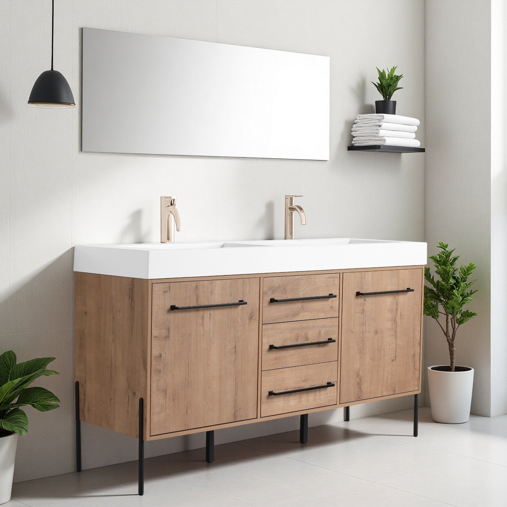 36 48 60 Plywood Water Resistant Freestanding Bathroom Vanity With Soft Close Doors And Drawers