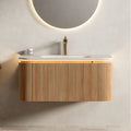 36 48 Floating Bathroom Vanity With Sink Sintered Stone Hot Press Integrated Basin Led Bathroom Vanity Cabinet