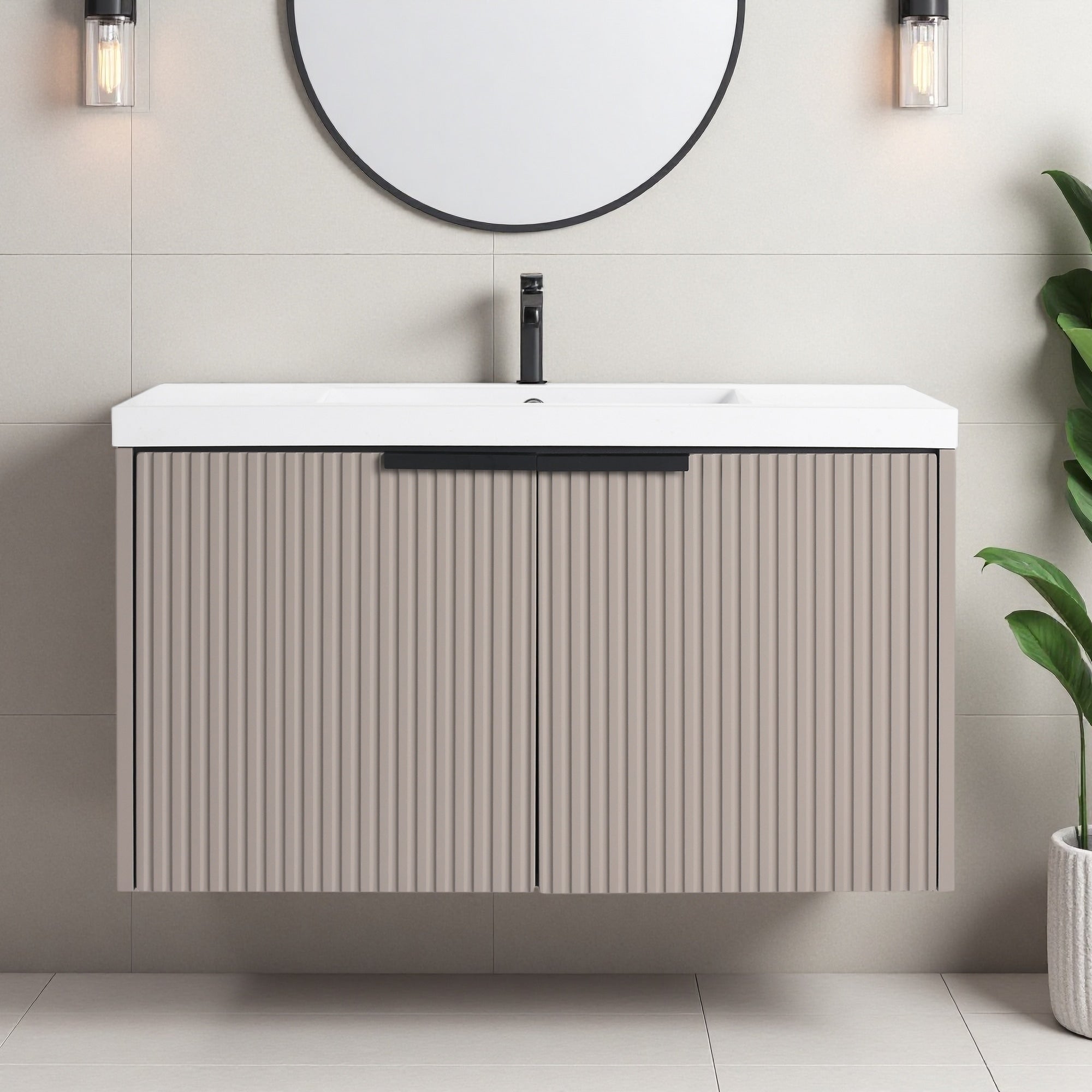 36 48 Plywood Water Resistant Wall Mounted Bathroom Vanity