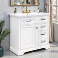 36 Bathroom Vanity With Ceramic Sink 2 Tip Out Drawers Soft Close Door Hinges Freestanding Mdf Rubber Wood Cabinet