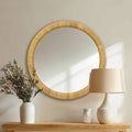 36 Dia Natural Rattan Round Wall Mirror