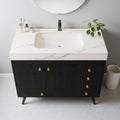 36 Engineered Wood Freestanding Bathroom Vanity With Faux Marble Top Ceramic Sink 5 Drawers And Stainless Steel Legs