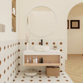 36 Floating Bathroom Vanity With Gold Vein Marble Vessel Sink Wall Mounted Vanity With Open Shelf Storage