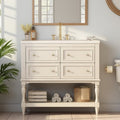 36 Freestanding Bathroom Cabinet With Ceramic Sink Combo 4 Drawers Solid Wood Frame Mdf Construction Undermount Sink Top