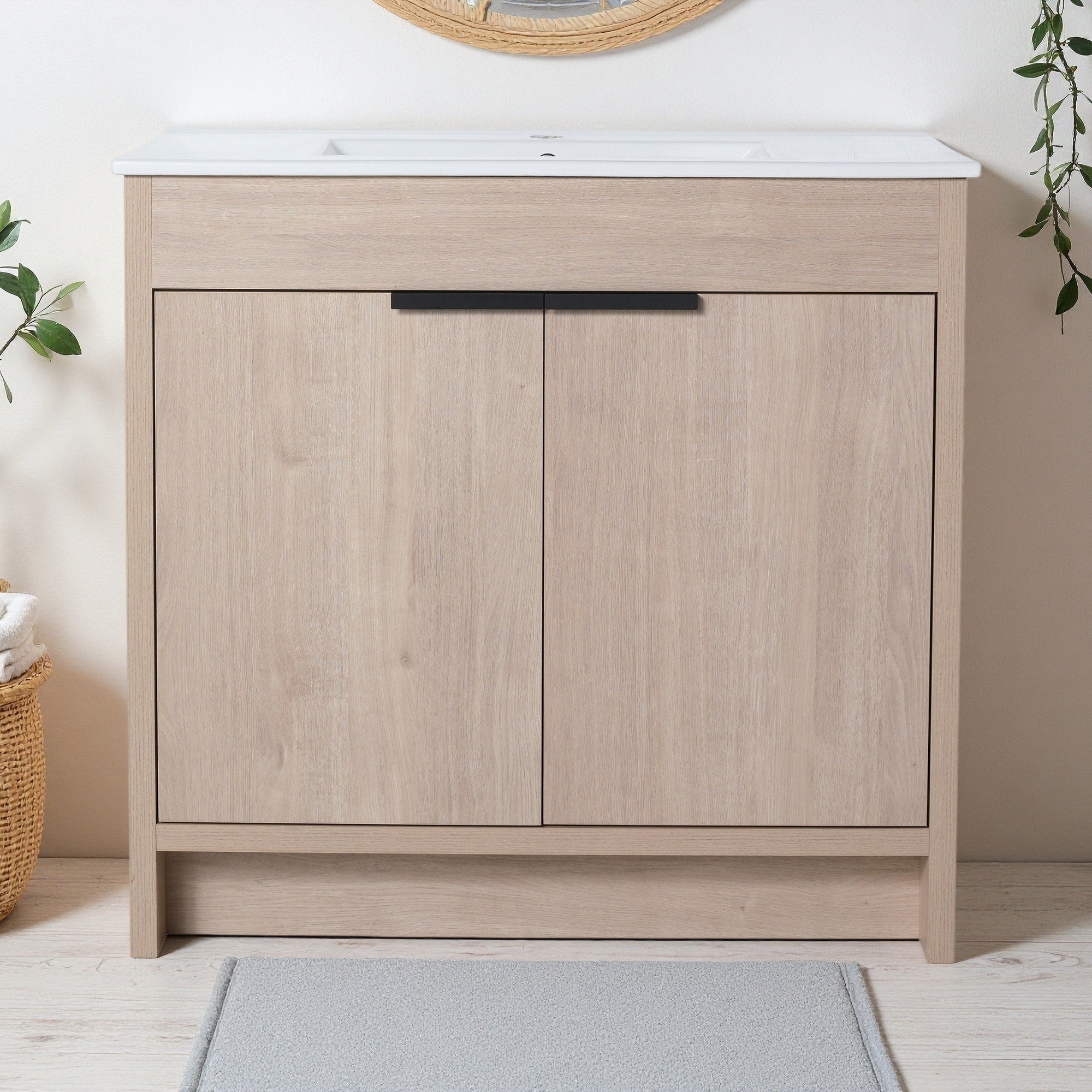 36 Freestanding Bathroom Vanity With 2 Soft Close Cabinet Doors Adjustable Shelf Eco Friendly Plywood Base Vanity Only