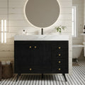 36 Freestanding Bathroom Vanity With Faux Marble Top Ceramic Sink 5 Drawers Stainless Steel Legs