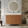 36 Freestanding Bathroom Vanity With Faux Marble Top Ceramic Sink 5 Drawers Stainless Steel Legs