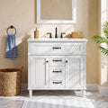 36 Freestanding Bathroom Vanity With Integrated Ceramic Sink White