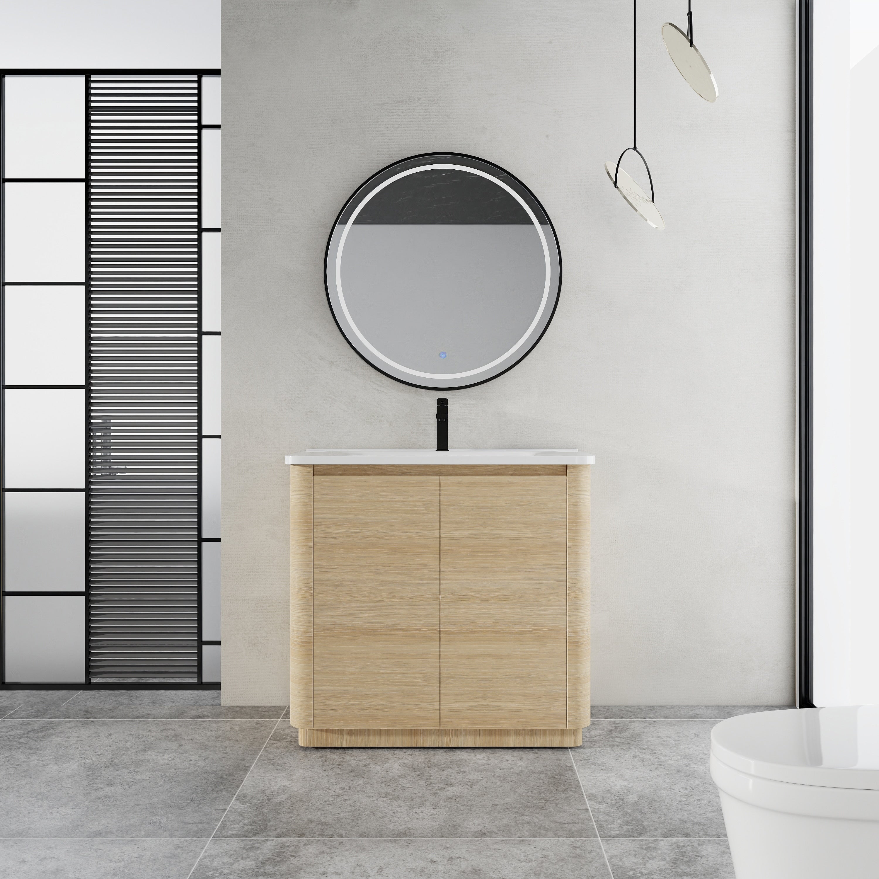 36 Freestanding Bathroom Vanity With White Ceramic Sink 2 Soft Close Door Kd Packing Plywood