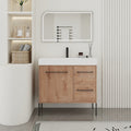 36 Freestanding Bathroom Vanity With White Resin Sink Soft Close Cabinet Door And 2 Drawers Kd Packing