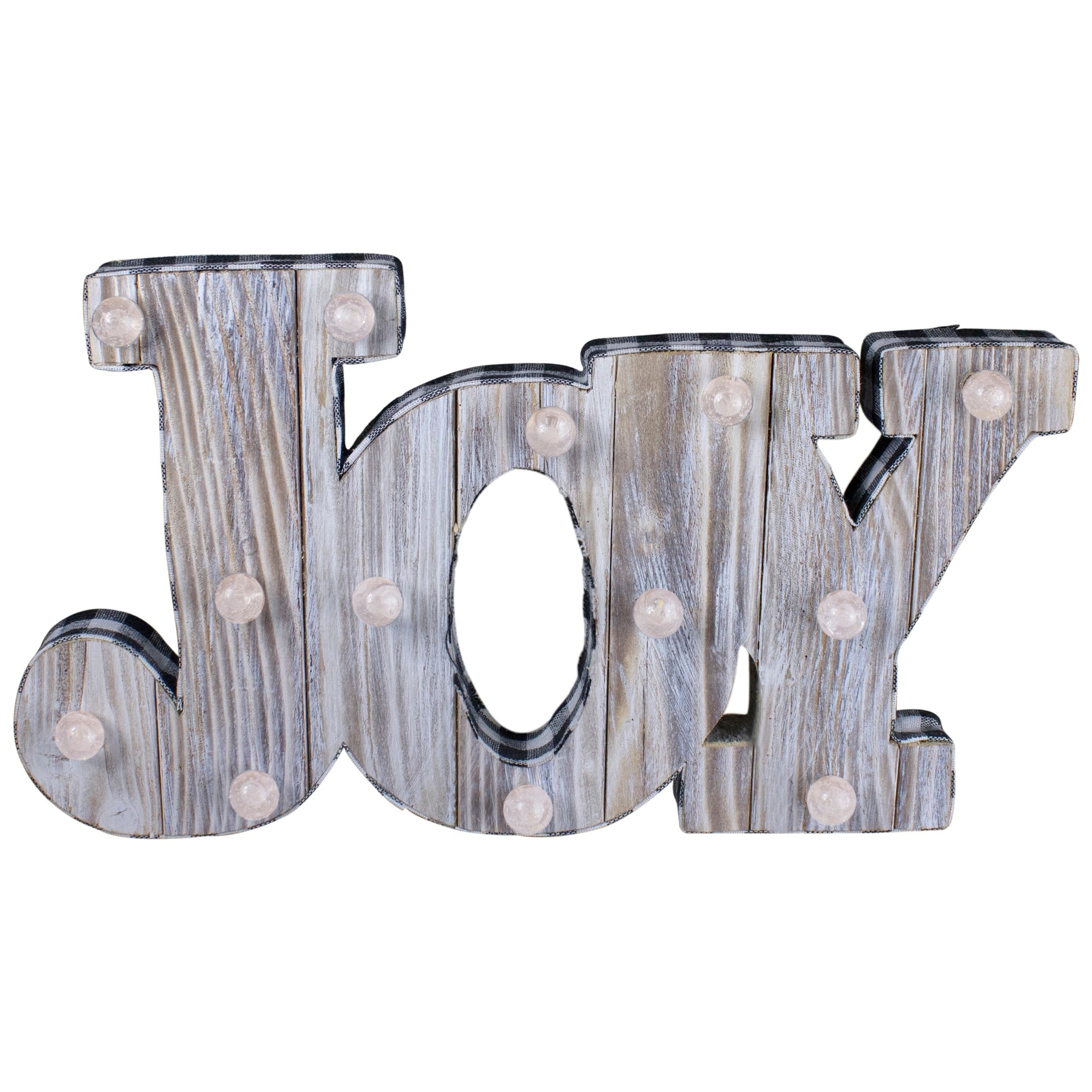 36 Lighted 3D Wooden Joy Christmas Table Top Decor
