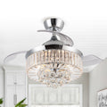 Chrome 36 In Crystal Retractable 3 Blade Ceiling Fan